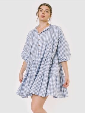 NWT The Lullaby Club Avalon Blue Gingham Mini Dress
